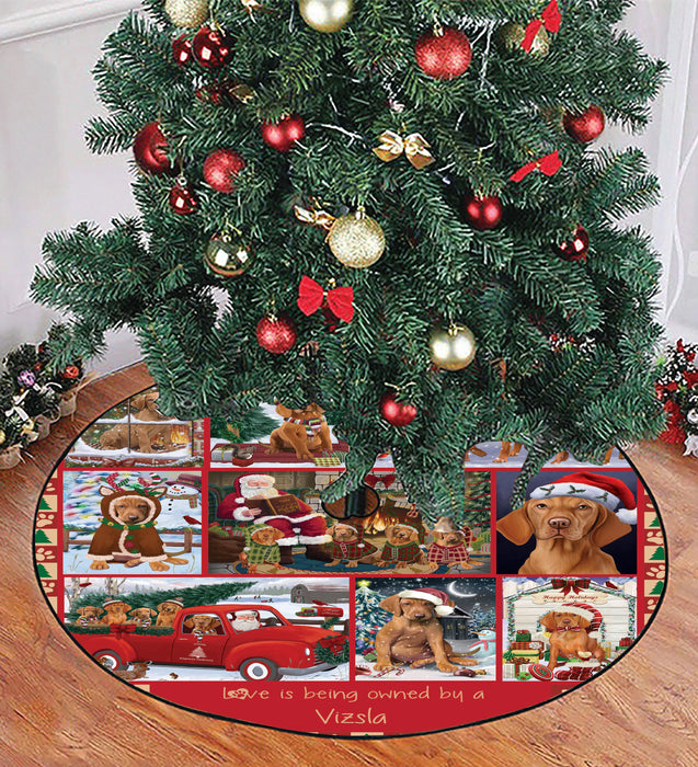 Love is Being Owned Christmas Vizsla Dogs Tree Skirt