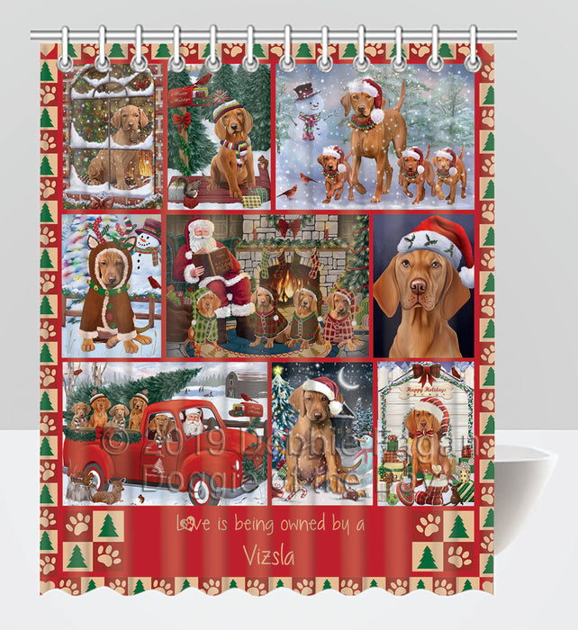 Love is Being Owned Christmas Vizsla Dogs Shower Curtain