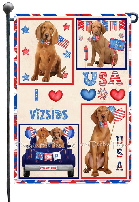 4th of July Independence Day I Love USA Vizsla Dogs Garden Flag GFLG66952