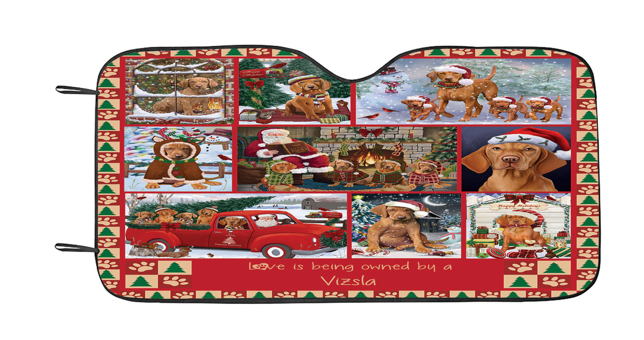 Love is Being Owned Christmas Vizsla Dogs Car Sun Shade