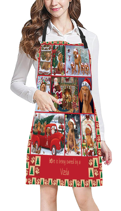 Love is Being Owned Christmas Vizsla Dogs Apron