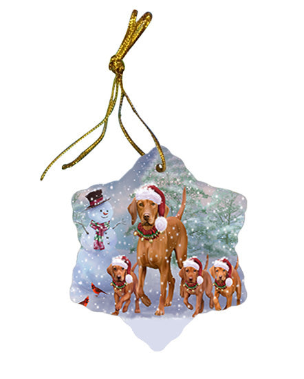 Christmas Running Family Vizslas Dog Star Porcelain Ornament SPOR56999
