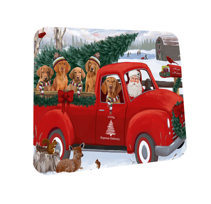 Christmas Santa Express Delivery Vizslas Dog Family Coasters Set of 4 CST55034