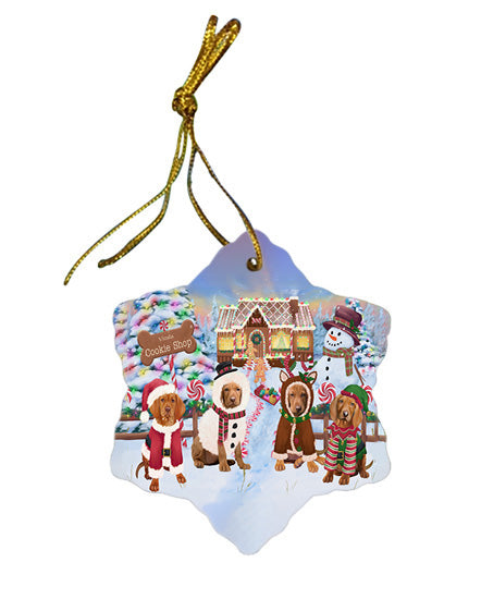 Holiday Gingerbread Cookie Shop Vizslas Dog Star Porcelain Ornament SPOR56985