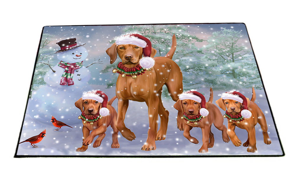 Christmas Running Family Vizslas Dog Floormat FLMS53721