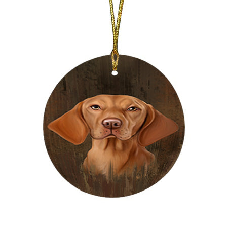 Rustic Vizsla Dog Round Flat Christmas Ornament RFPOR50483