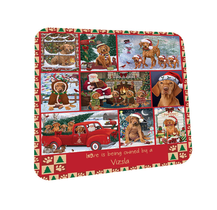 Love is Being Owned Christmas Vizsla Dogs Coasters Set of 4 CST57222