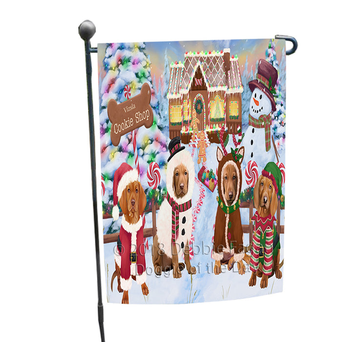 Holiday Gingerbread Cookie Shop Vizslas Dog Garden Flag GFLG57257