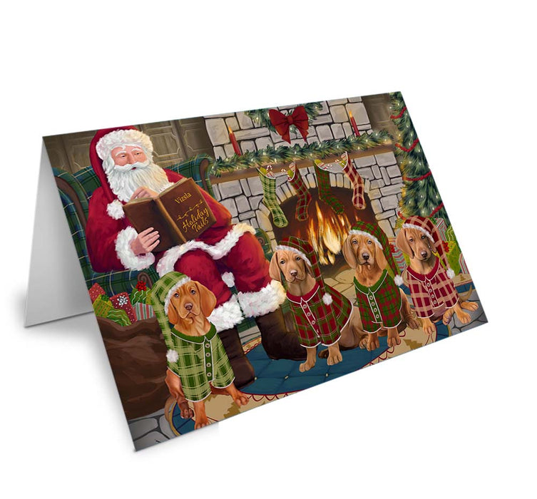 Christmas Cozy Holiday Tails Vizslas Dog Handmade Artwork Assorted Pets Greeting Cards and Note Cards with Envelopes for All Occasions and Holiday Seasons GCD70706