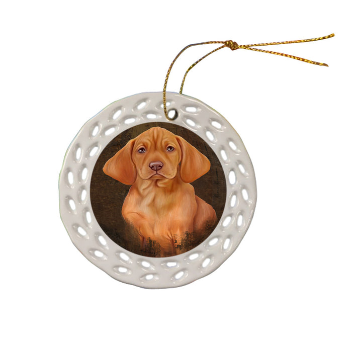 Rustic Vizsla Dog Ceramic Doily Ornament DPOR54498