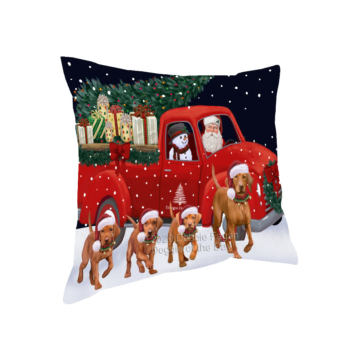 Christmas Express Delivery Red Truck Running Vizsla Dogs Pillow PIL86228