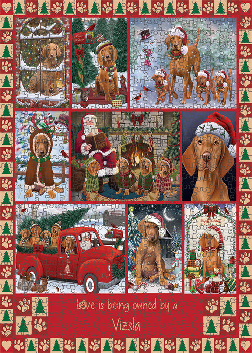 Love is Being Owned Christmas Vizsla Dogs Puzzle with Photo Tin PUZL99532