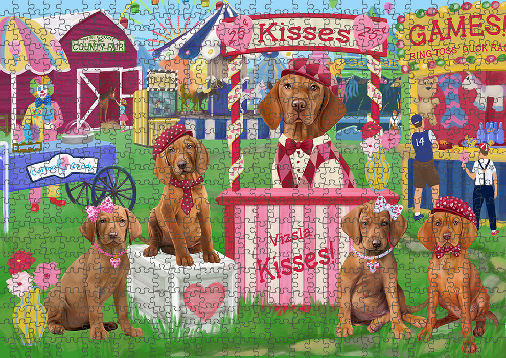 Carnival Kissing Booth Vizslas Dog Puzzle with Photo Tin PUZL92392