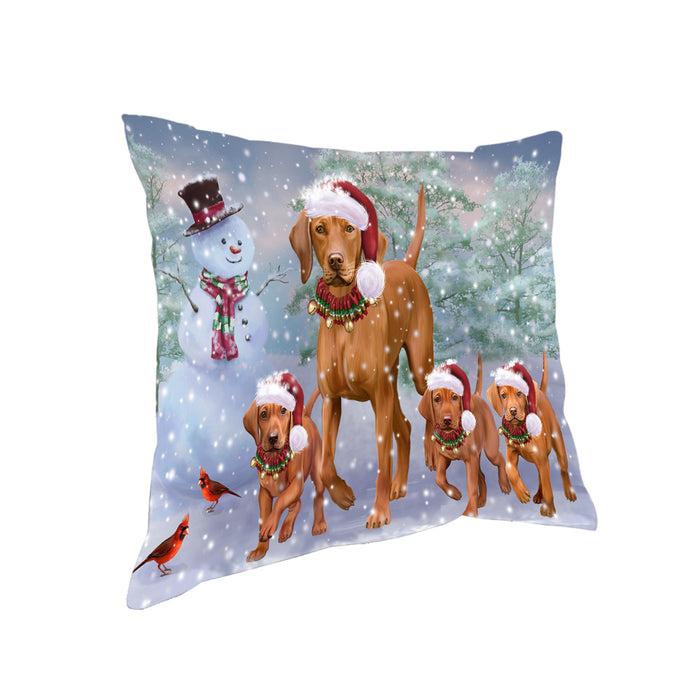 Christmas Running Family Vizslas Dog Pillow PIL80864