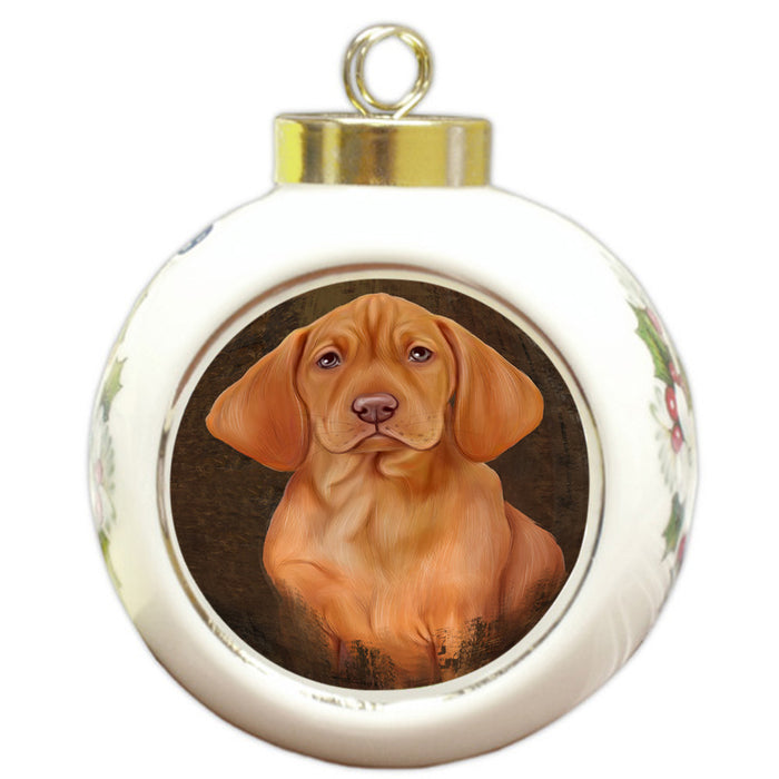 Rustic Vizsla Dog Round Ball Christmas Ornament RBPOR54498