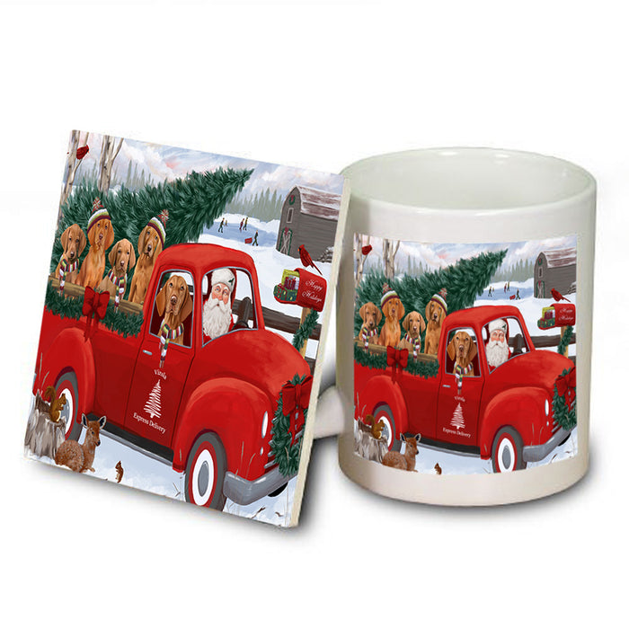 Christmas Santa Express Delivery Vizslas Dog Family Mug and Coaster Set MUC55068