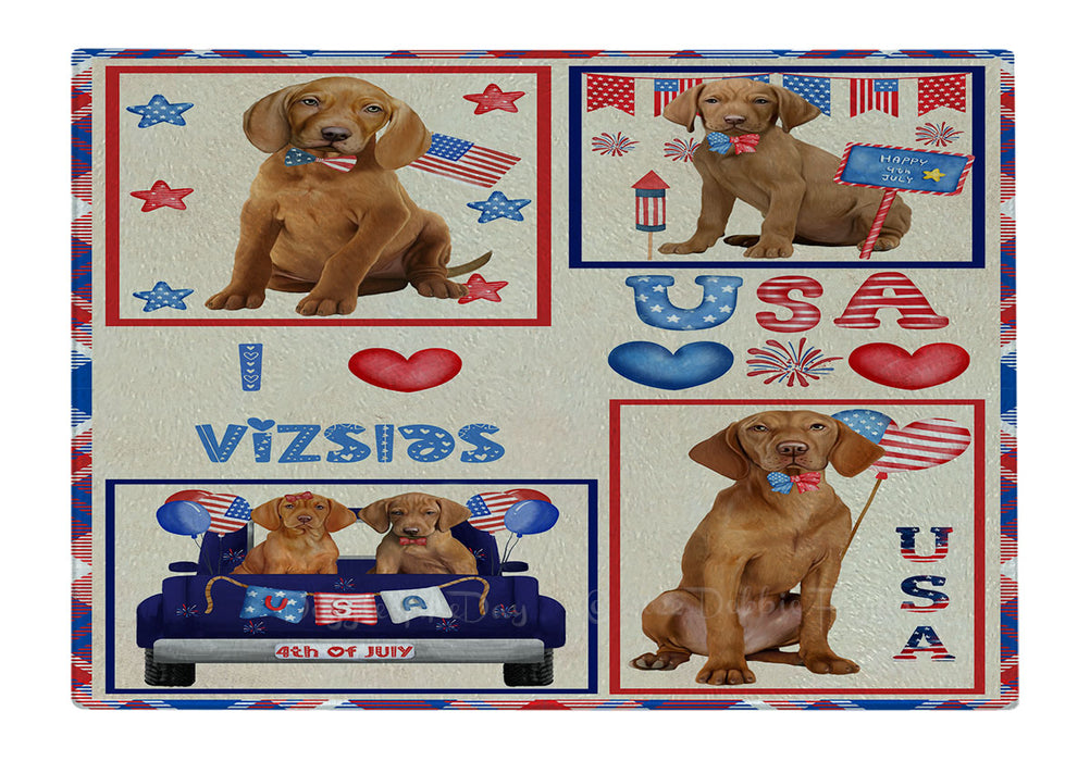 4th of July Independence Day I Love USA Vizsla Dogs Cutting Board - For Kitchen - Scratch & Stain Resistant - Designed To Stay In Place - Easy To Clean By Hand - Perfect for Chopping Meats, Vegetables
