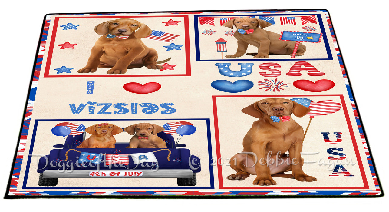 4th of July Independence Day I Love USA Vizsla Dogs Floormat FLMS56362 Floormat FLMS56362