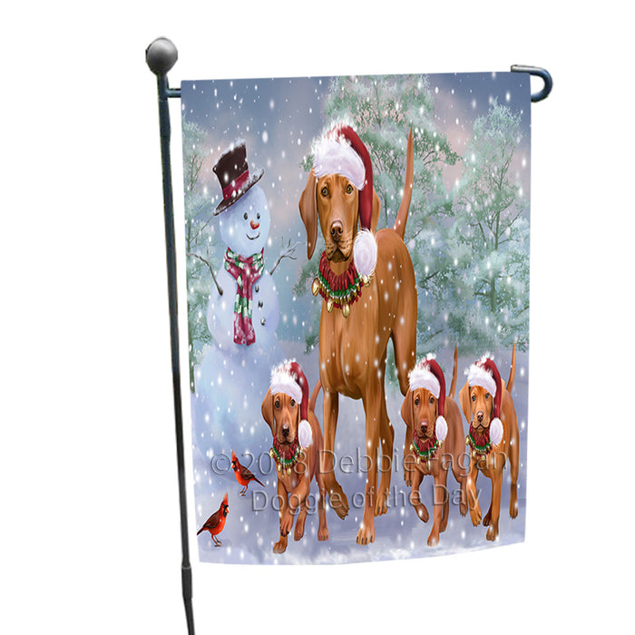 Christmas Running Family Vizslas Dog Garden Flag GFLG57271