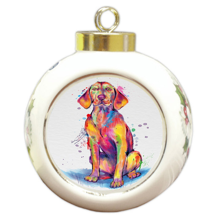 Watercolor Vizsla Dog Round Ball Christmas Ornament RBPOR58337