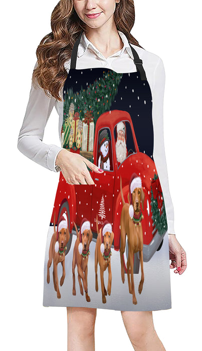 Christmas Express Delivery Red Truck Running Vizsla Dogs Apron Apron-48162