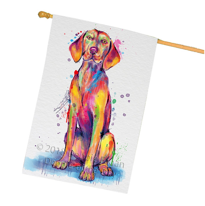 Watercolor Vizsla Dog House Flag FLG65234