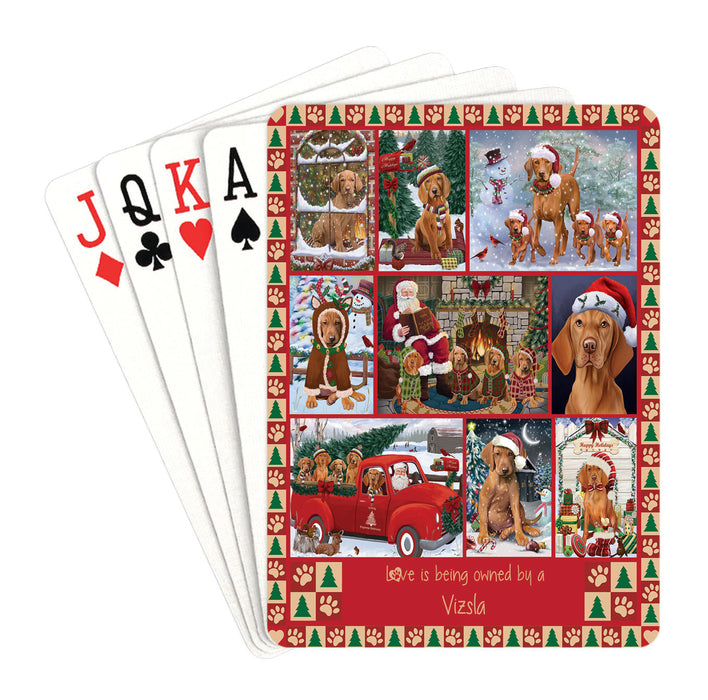 Love is Being Owned Christmas Vizsla Dogs Playing Card Decks