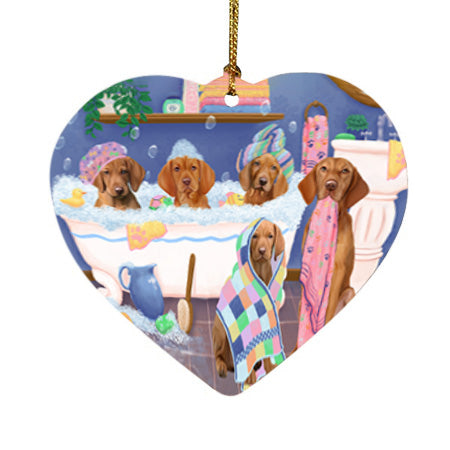 Rub A Dub Dogs In A Tub Vizslas Dog Heart Christmas Ornament HPOR57188