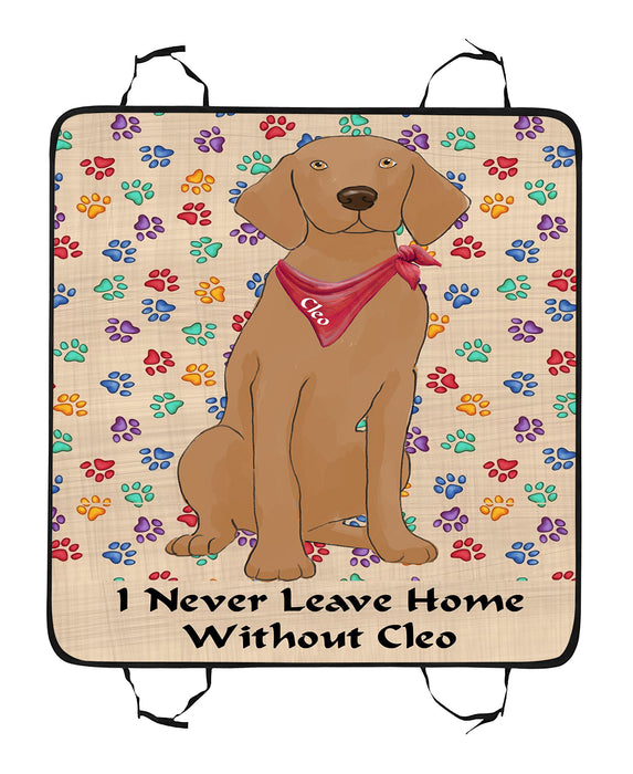Personalized I Never Leave Home Paw Print Vizsla Dogs Pet Back Car Seat Cover