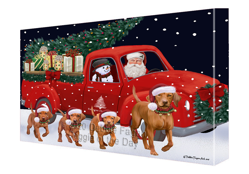 Christmas Express Delivery Red Truck Running Vizsla Dogs Canvas Print Wall Art Décor CVS146420