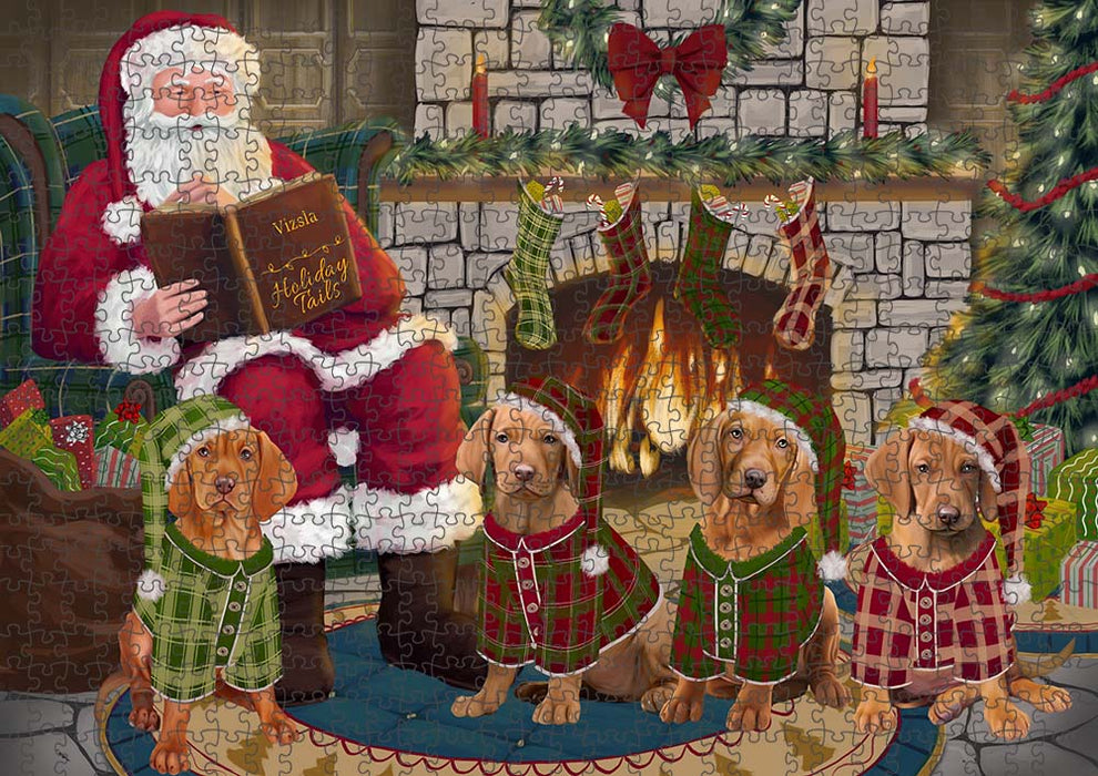 Christmas Cozy Holiday Tails Vizslas Dog Puzzle with Photo Tin PUZL89792