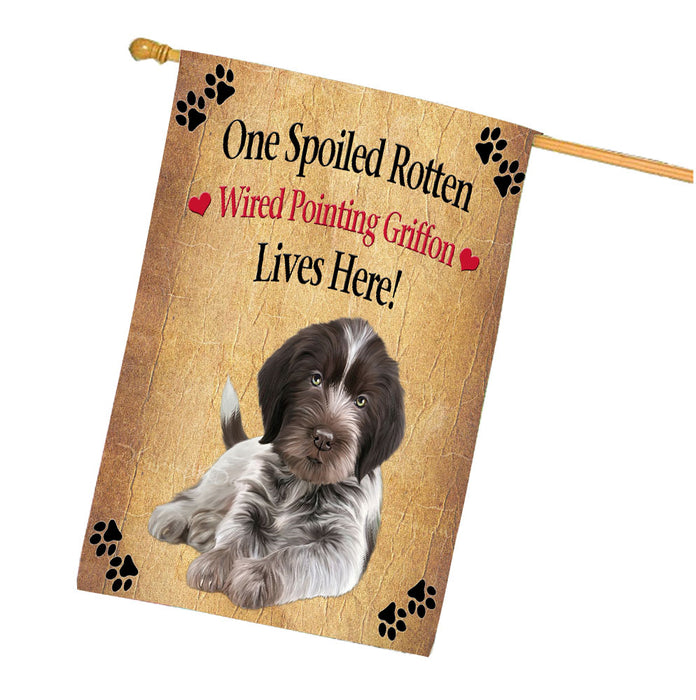 Spoiled Rotten Wirehaired Pointing Griffon Dog House Flag Outdoor Decorative Double Sided Pet Portrait Weather Resistant Premium Quality Animal Printed Home Decorative Flags 100% Polyester FLG68592