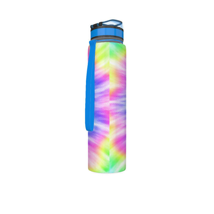 Personalized Sport Water Bottle 32oz Custom Rainbow Tie Dye Add Your Photo All Over Print