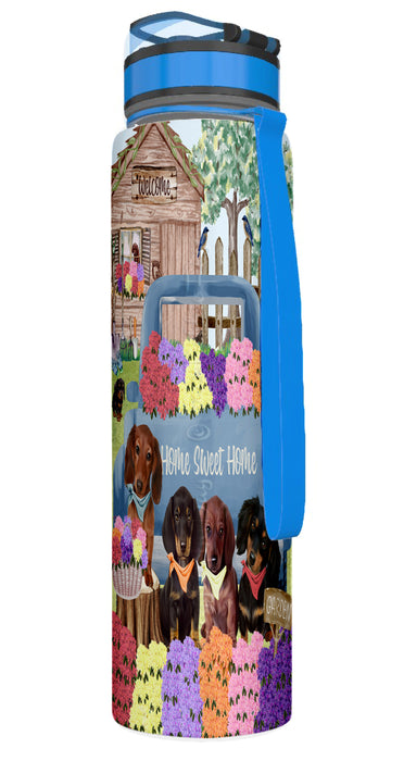 Rhododendron Home Sweet Home Garden Blue Truck Dachshund Dog Sport Water Bottle 32oz