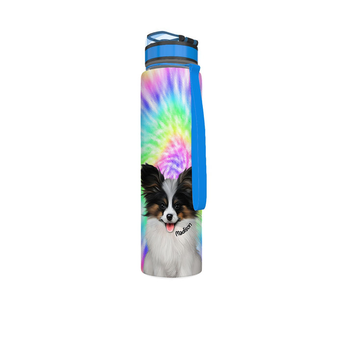 Personalized Sport Water Bottle 32oz Custom Rainbow Tie Dye Add Your Photo All Over Print
