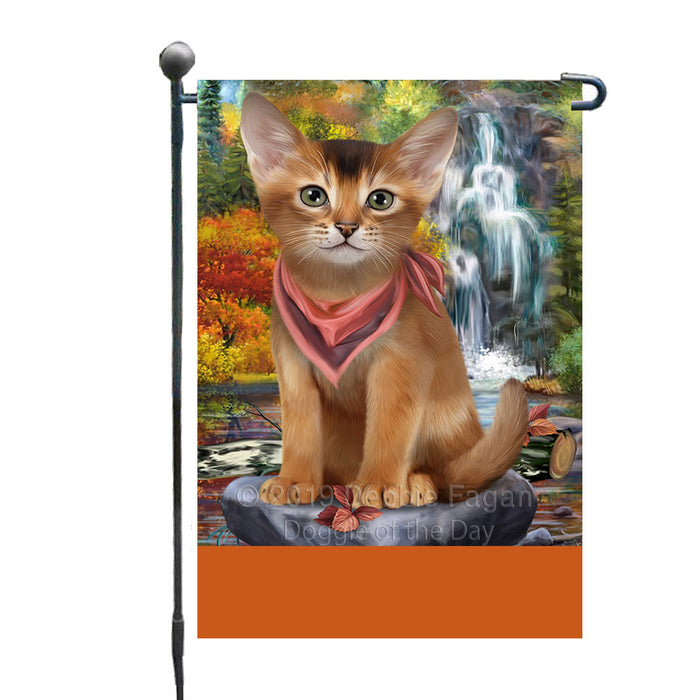 Personalized Scenic Waterfall Abyssinian Cat Custom Garden Flags GFLG-DOTD-A60861