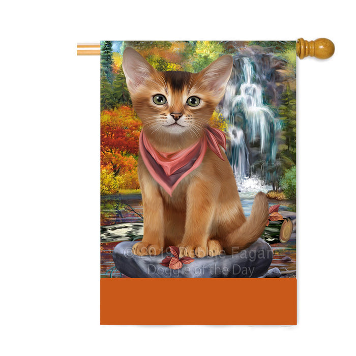 Personalized Scenic Waterfall Abyssinian Cat Custom House Flag FLG-DOTD-A60917