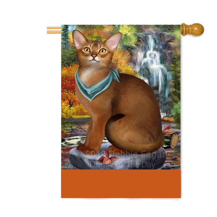 Personalized Scenic Waterfall Abyssinian Cat Custom House Flag FLG-DOTD-A60918