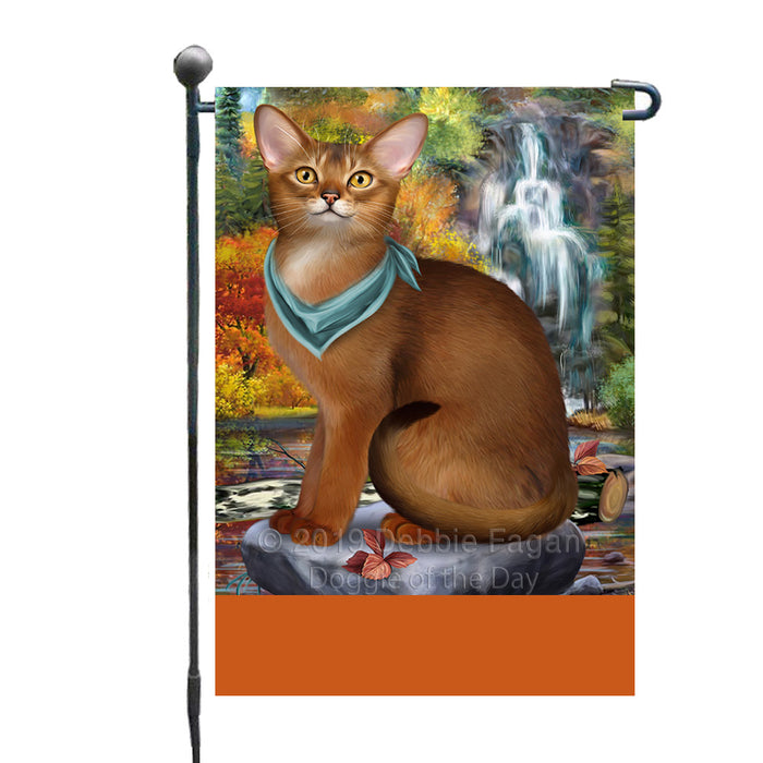Personalized Scenic Waterfall Abyssinian Cat Custom Garden Flags GFLG-DOTD-A60862