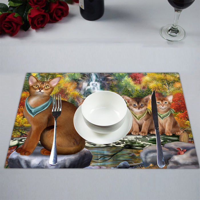 Scenic Waterfall Abyssinian Cats Placemat