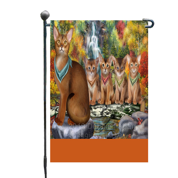 Personalized Scenic Waterfall Abyssinian Cats Custom Garden Flags GFLG-DOTD-A60860