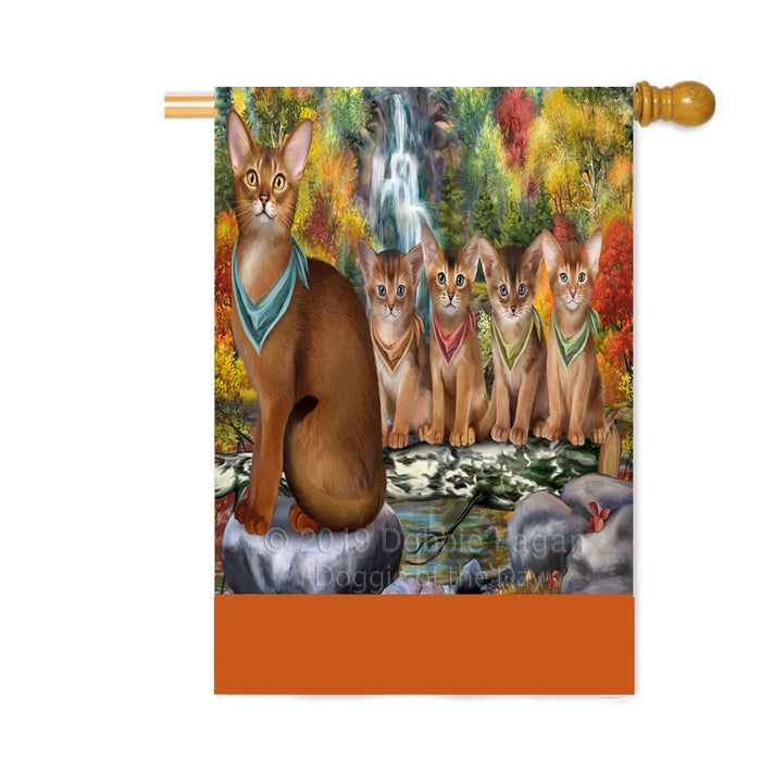 Personalized Scenic Waterfall Abyssinian Cats Custom House Flag FLG-DOTD-A60916