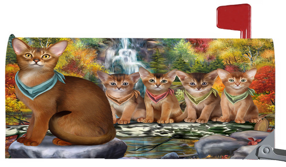 Scenic Waterfall Abyssinian Cats Magnetic Mailbox Cover MBC48768