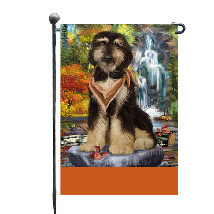 Personalized Scenic Waterfall Afghan Hound Dog Custom Garden Flags GFLG-DOTD-A60867