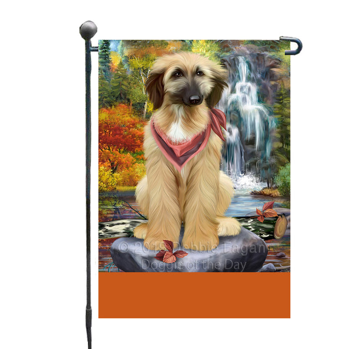 Personalized Scenic Waterfall Afghan Hound Dog Custom Garden Flags GFLG-DOTD-A60868