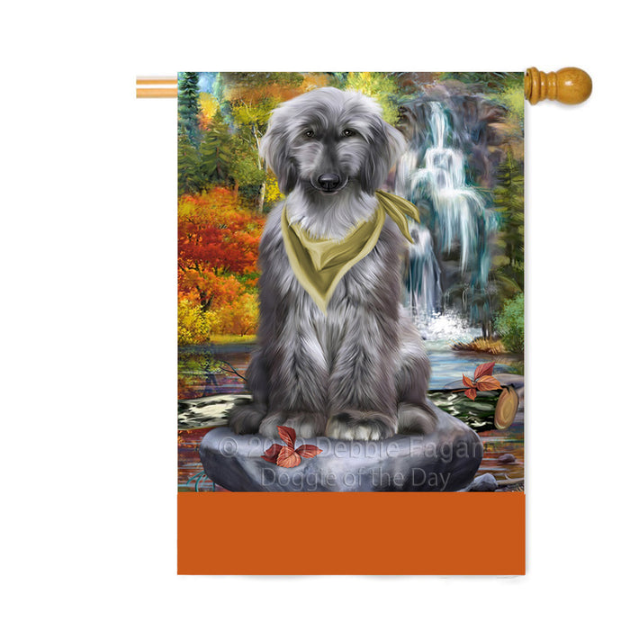 Personalized Scenic Waterfall Afghan Hound Dog Custom House Flag FLG-DOTD-A60925