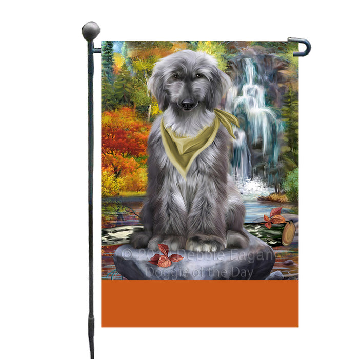 Personalized Scenic Waterfall Afghan Hound Dog Custom Garden Flags GFLG-DOTD-A60869