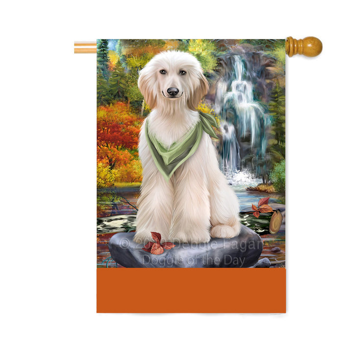 Personalized Scenic Waterfall Afghan Hound Dog Custom House Flag FLG-DOTD-A60926
