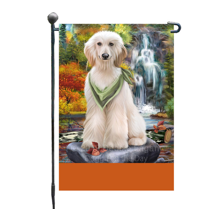 Personalized Scenic Waterfall Afghan Hound Dog Custom Garden Flags GFLG-DOTD-A60870