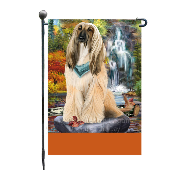 Personalized Scenic Waterfall Afghan Hound Dog Custom Garden Flags GFLG-DOTD-A60871